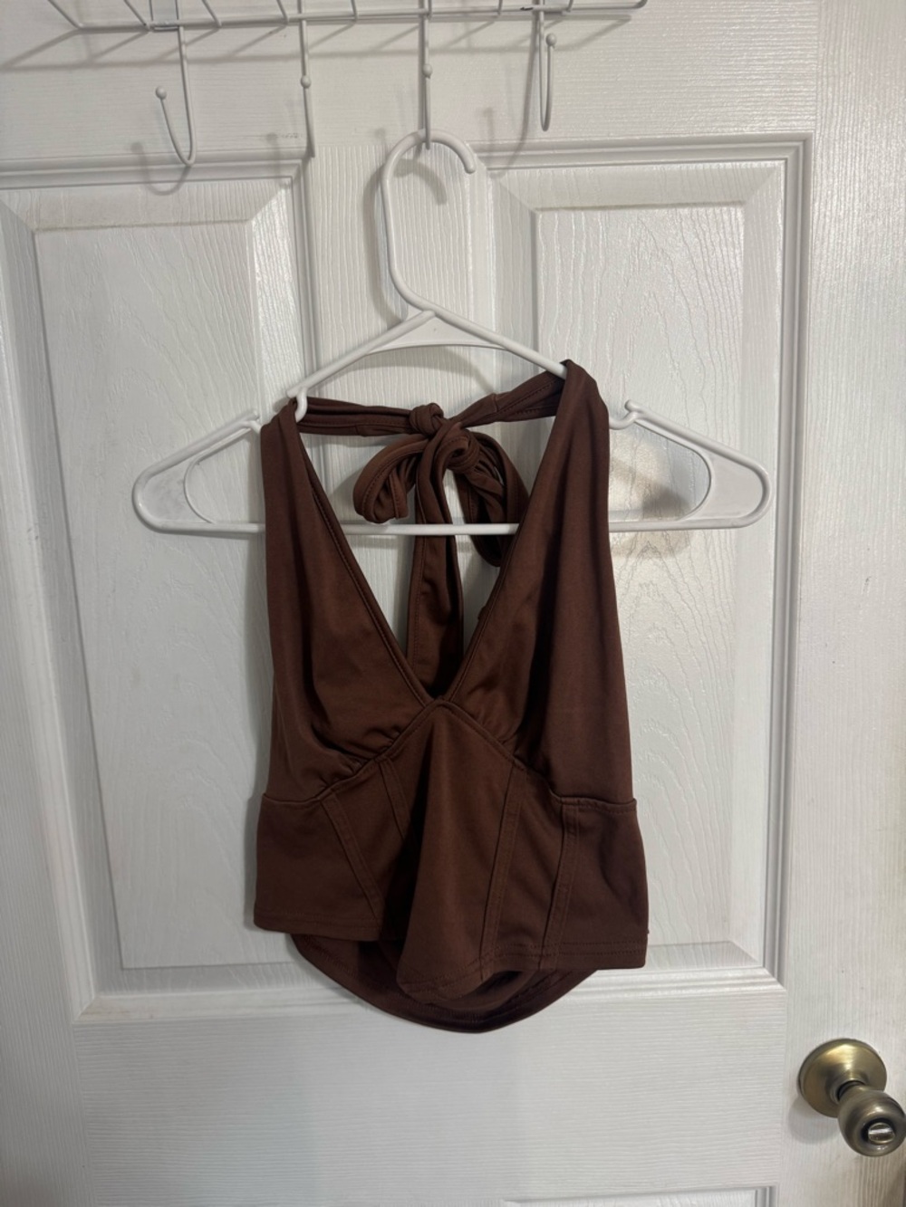 SHEIN Brown Halter Crop Top